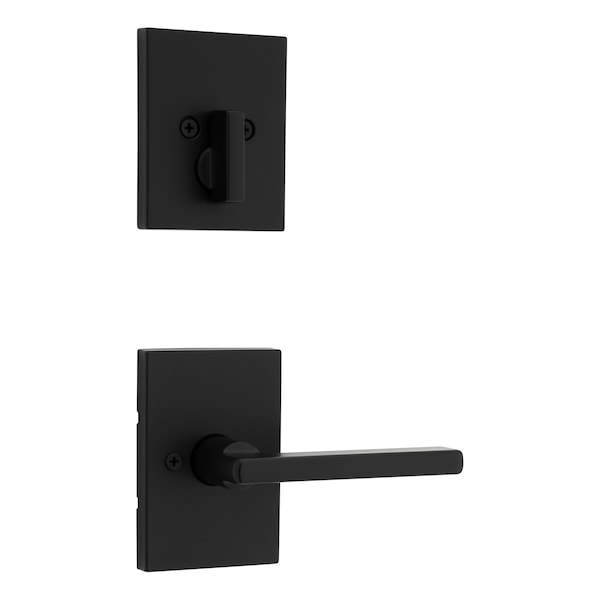 Single Cylinder Interior Halifax Lever Trim with Rectangular Rose Matte Black Finish